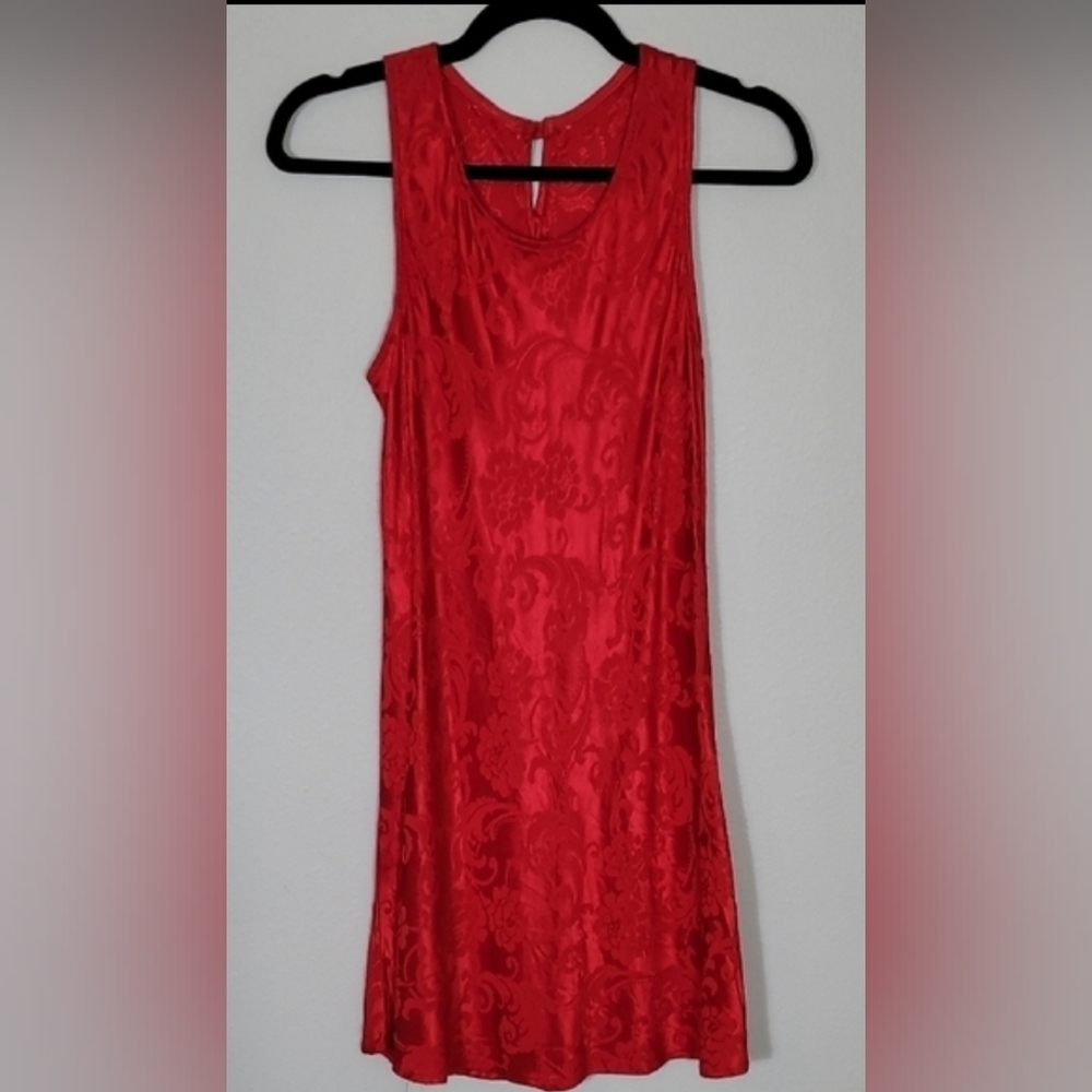 Vintage Red Jacquard Sleeveless Dress Size S/M Red Dark Romantic Goth Damask